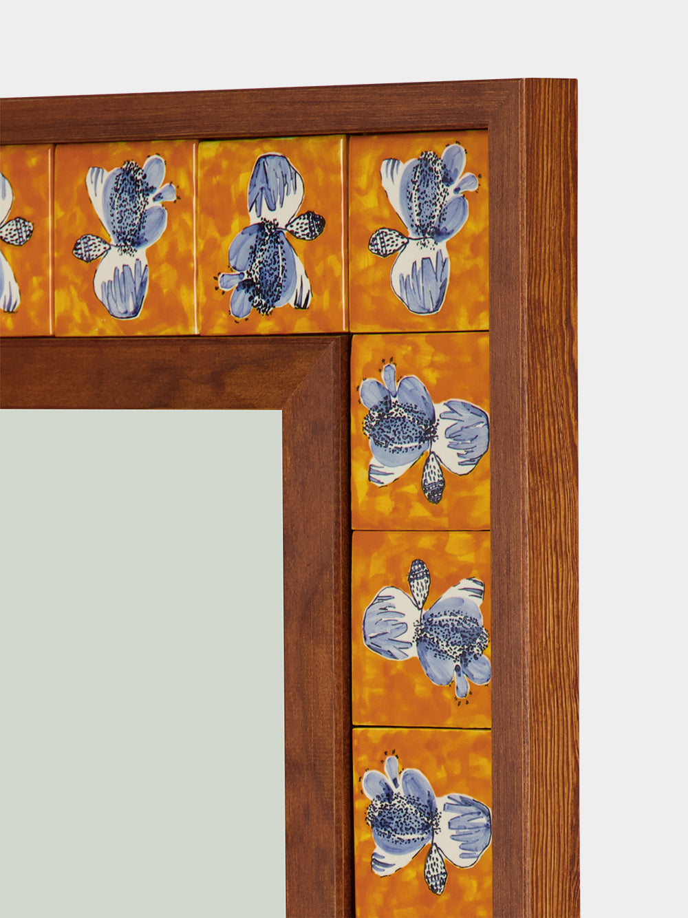 Hand-Painted Comporta Multicolour Wood and Tile Large Mirror