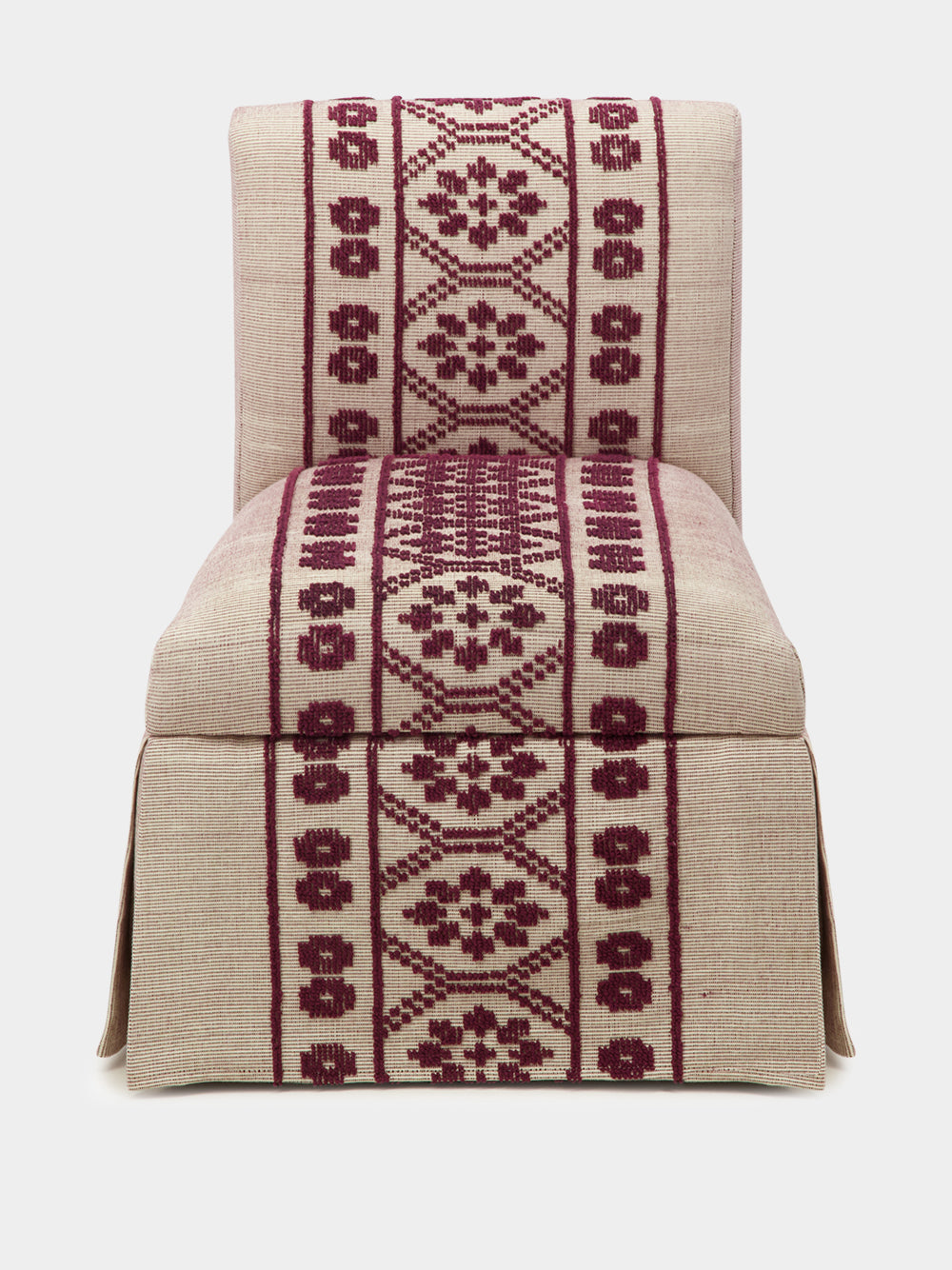 Handmade Inês Bordeaux Cotton Linen Slipper Chair