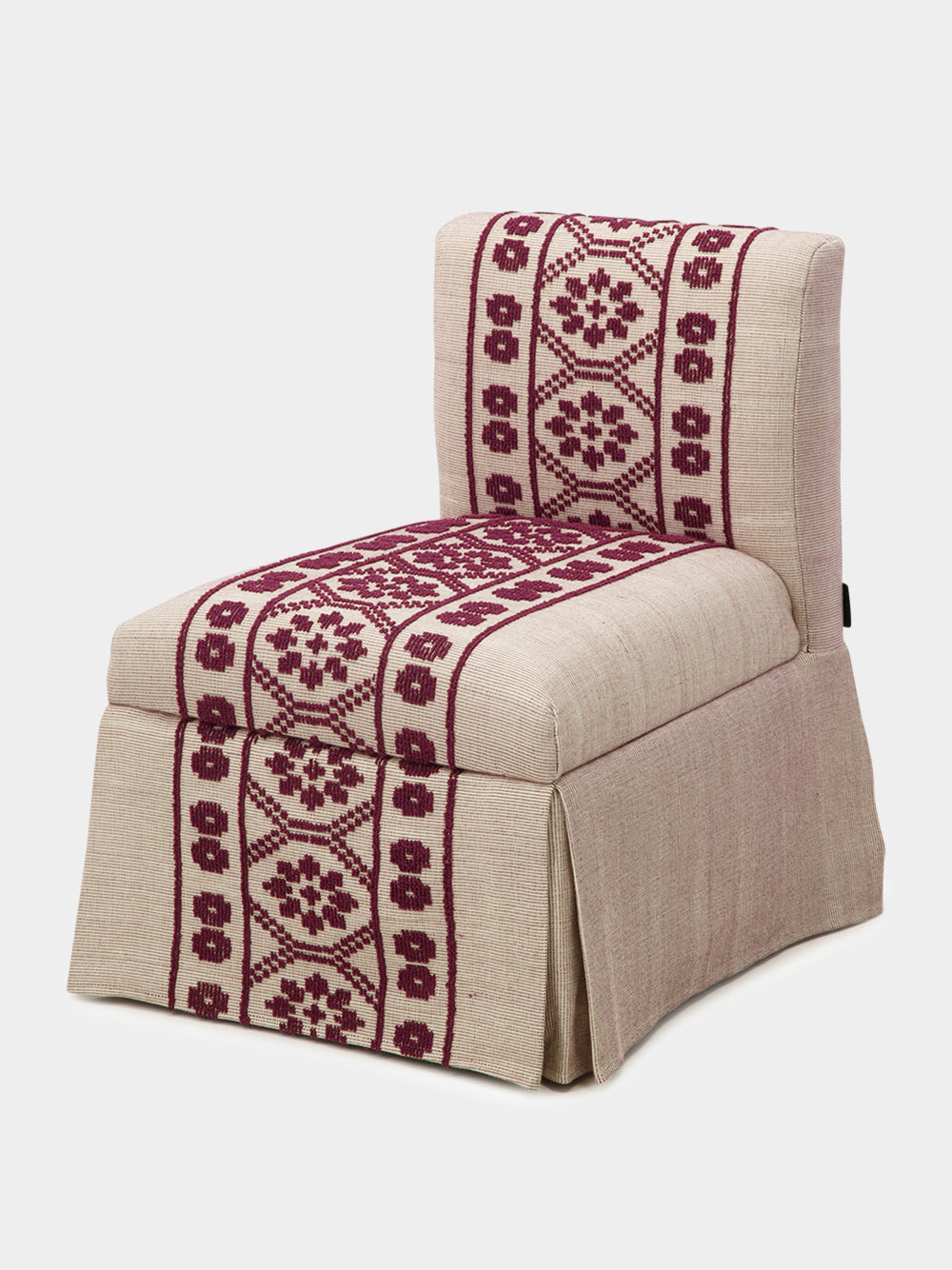 Handmade Inês Bordeaux Cotton Linen Slipper Chair
