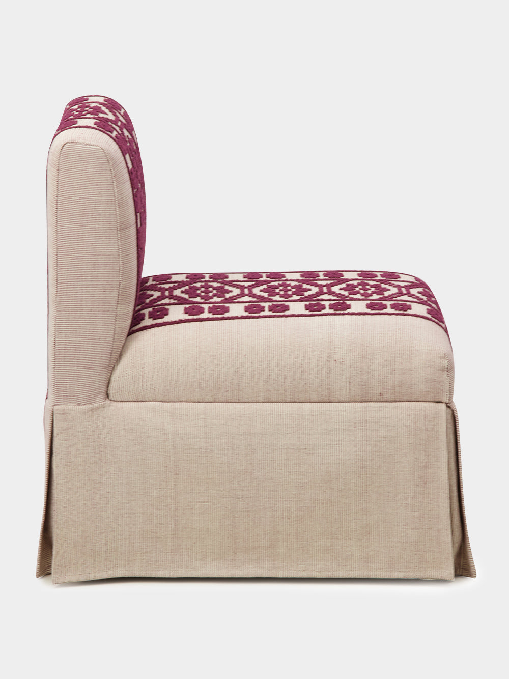 Handmade Inês Bordeaux Cotton Linen Slipper Chair