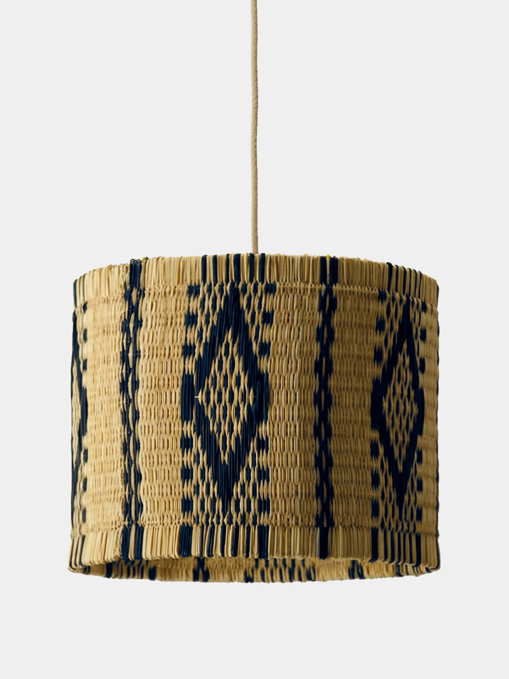 Handmade Coruche Natural and Blue Reed Ceiling Lamp