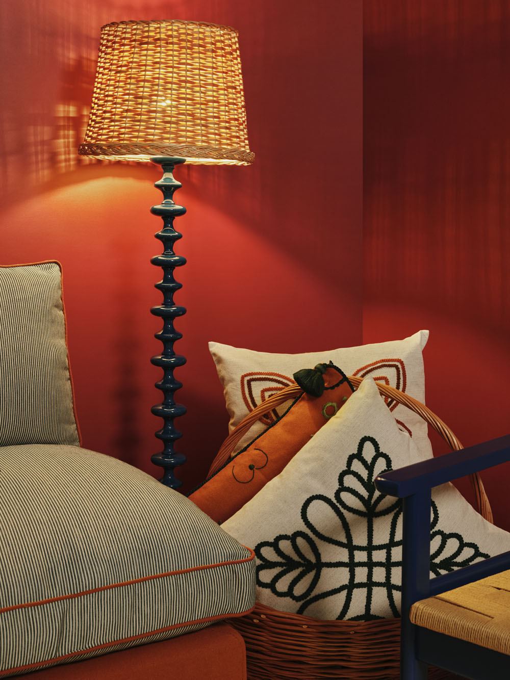 Freixo Blue Wood Floor Lamp Base