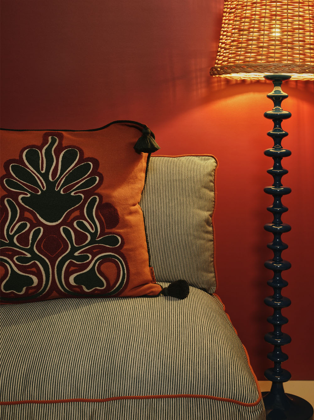 Teles Brick Linen and Chenille Embroidered Cushion