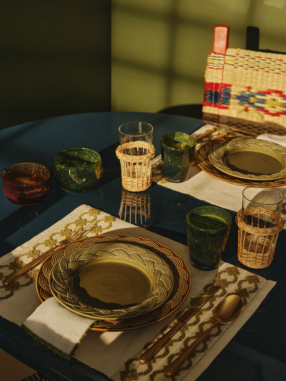 Handblown Avis Green Glass Bowl