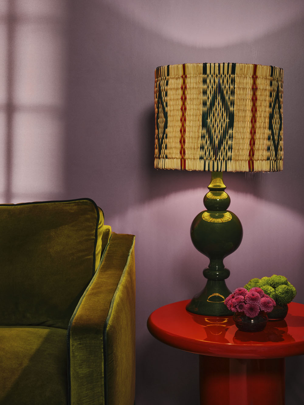 Sado Green Wood Lamp Base