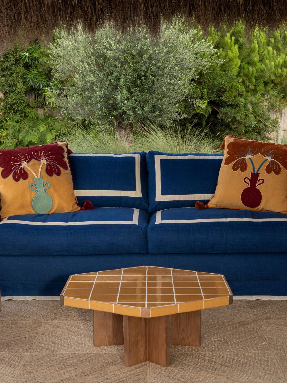 Lisboa Blue Ceramic Tile and Ash Wood Coffee Table
