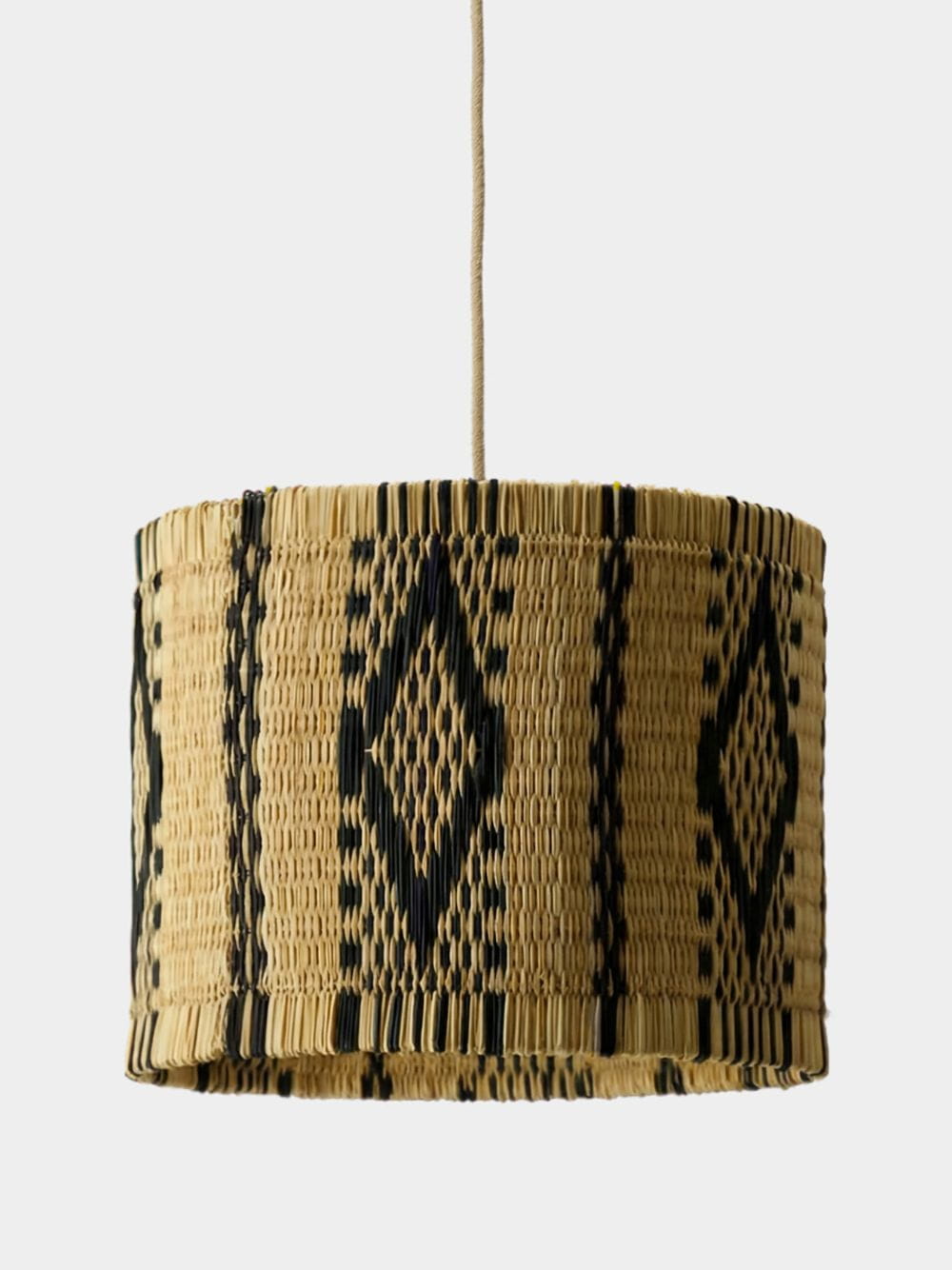 Handmade Coruche Natural and Black Reed Ceiling Lamp